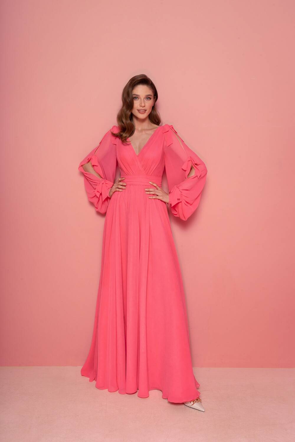 0800 Pink evening dress